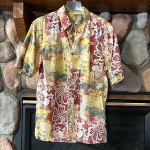 True Grit Men's Button Up Short Sleeve Hawaiian Shirt, Size M